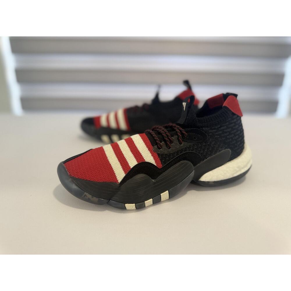 Adidas Boost Basketball Shoes Mens Size 8 Black Red Striped Mid Top IF2163